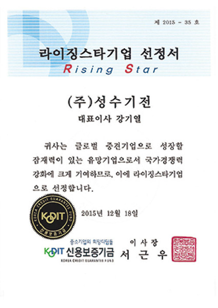 라이징스타기업 선정서